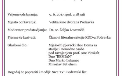 Promocija knjige “Drava, Podravina, kaj”, autora Stjepana Golubića, dana 09.06.2017. u 18,00 sati